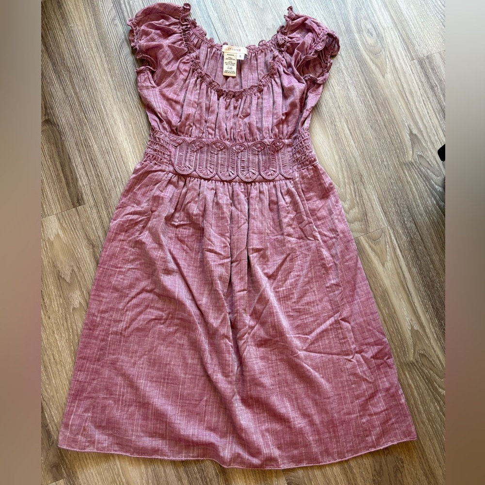 Studio M Pink Smocked Ruffled Sundress - Picture 2 of 3
